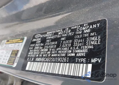 2025 Hyundai Kona Sel z USA, uszkodzony, nr VIN KM8HBCAB2SU190261